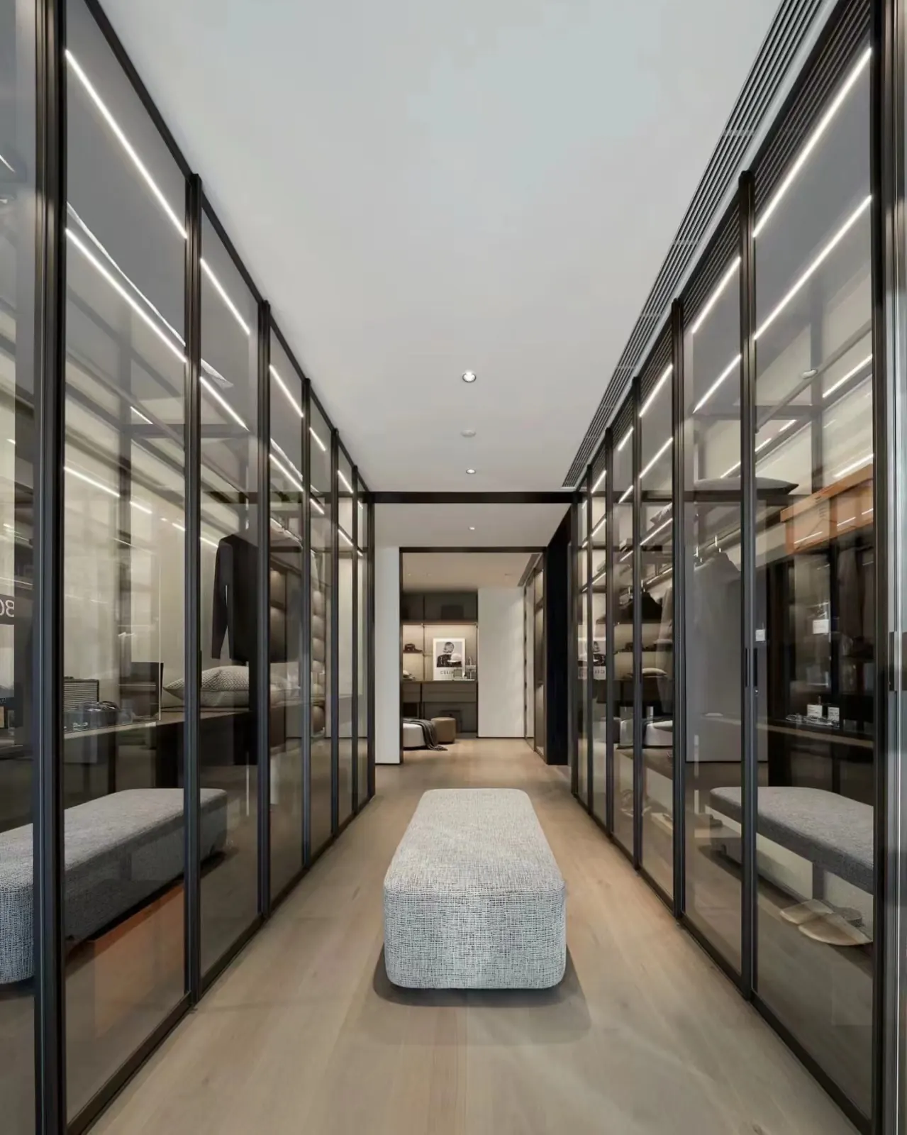 Vigor Mfg slim-system walk-in wardrobe showroom
