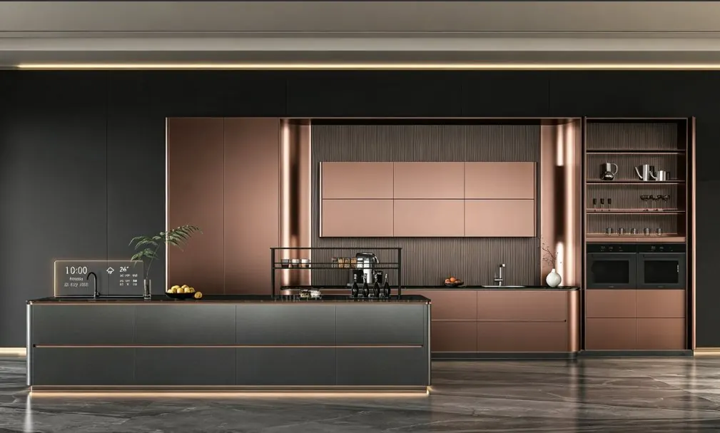 Featured installation: copper-toned kitchen island