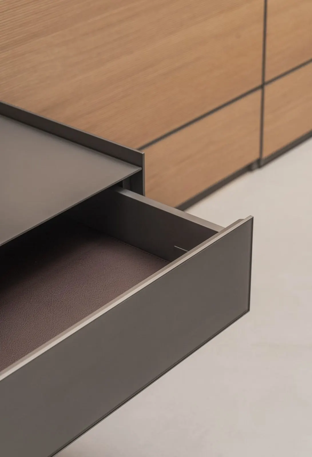 Drawer edge in timber panelling