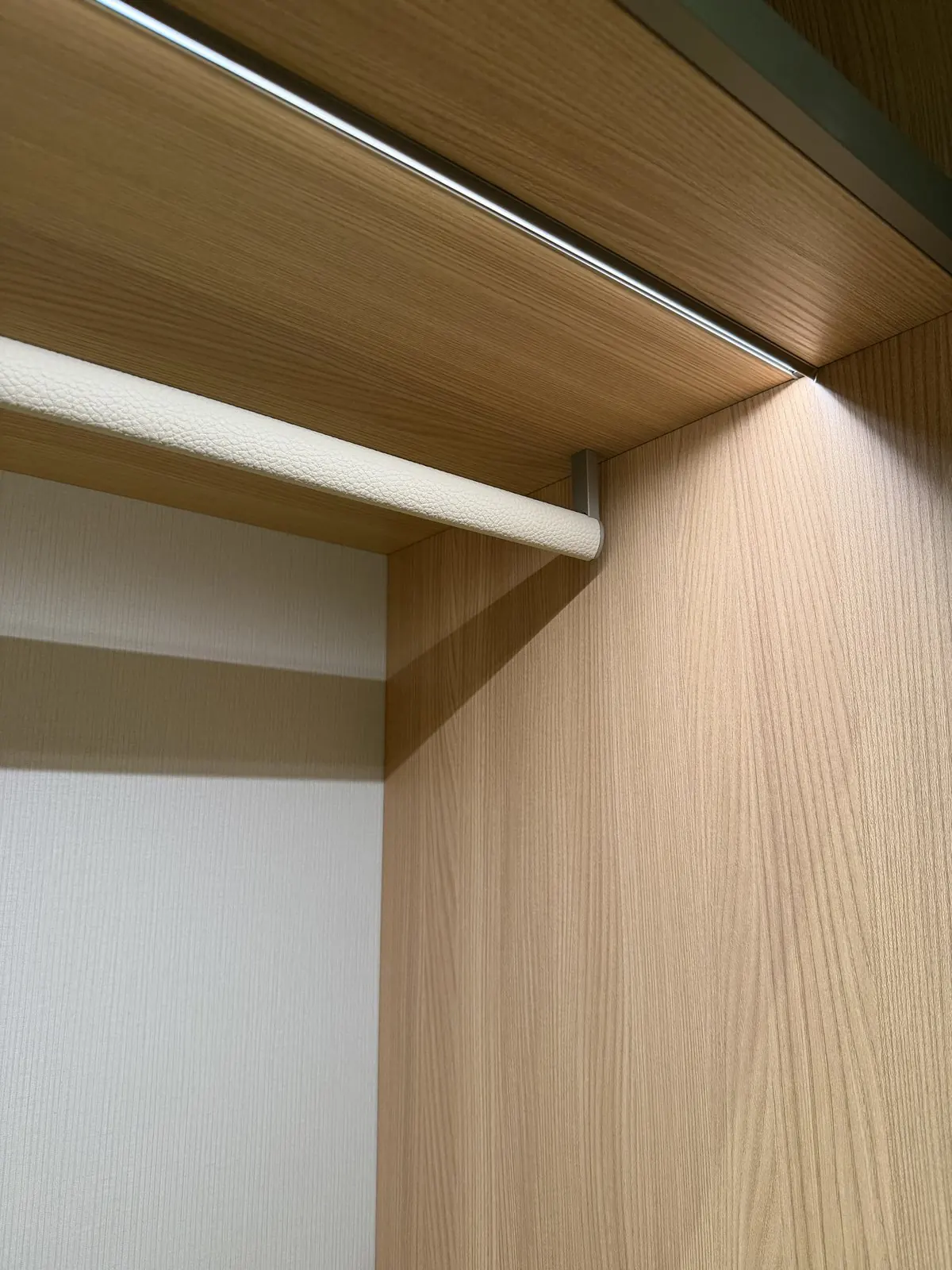 LED-lit shelf and hanging rail