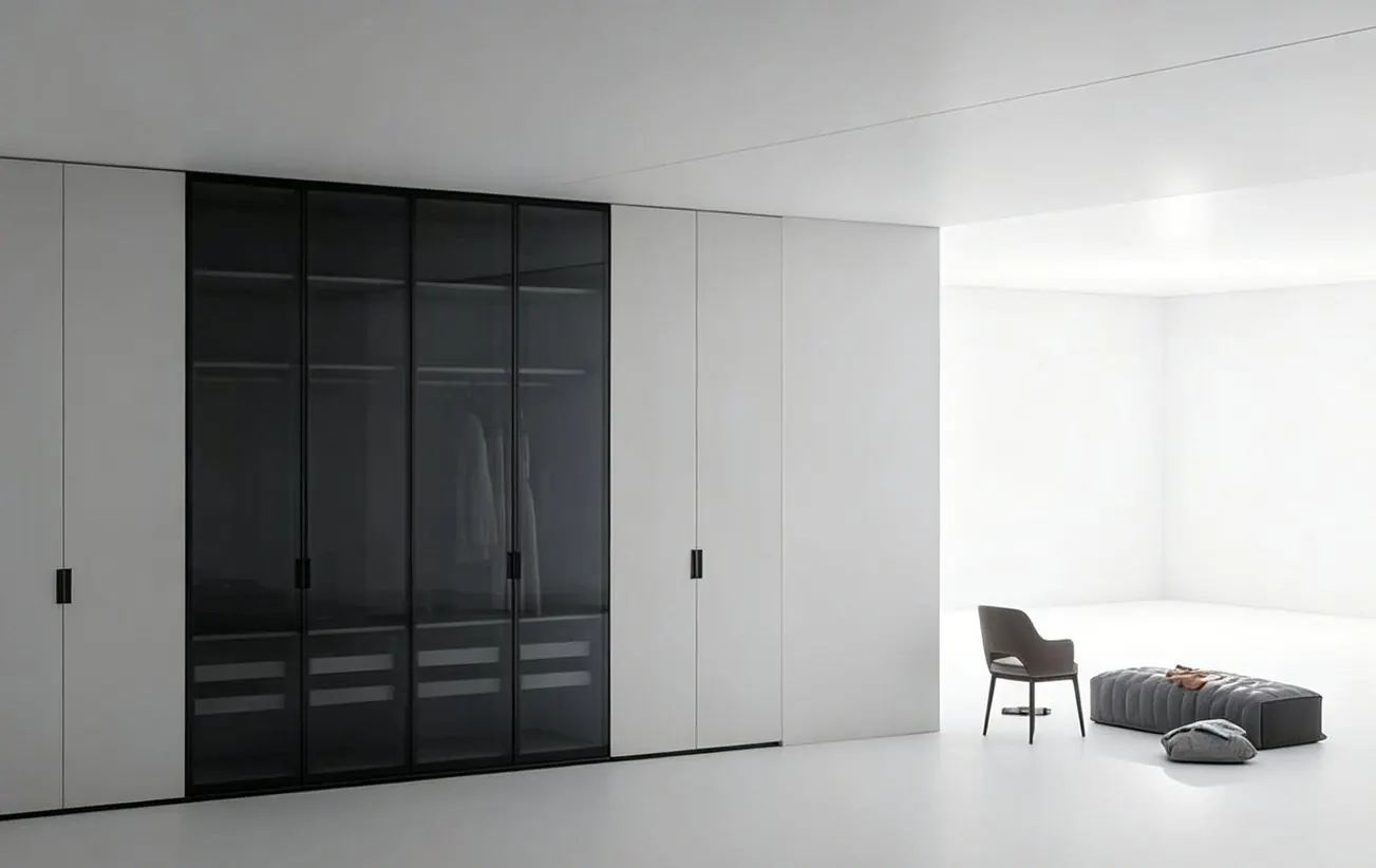 Flat fronts with smoked glass doors