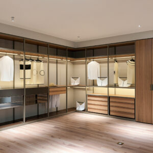 Modern Walk-In Wardrobe Closet Organizer with LED Lighting – Multi-Size Luxury Storage System