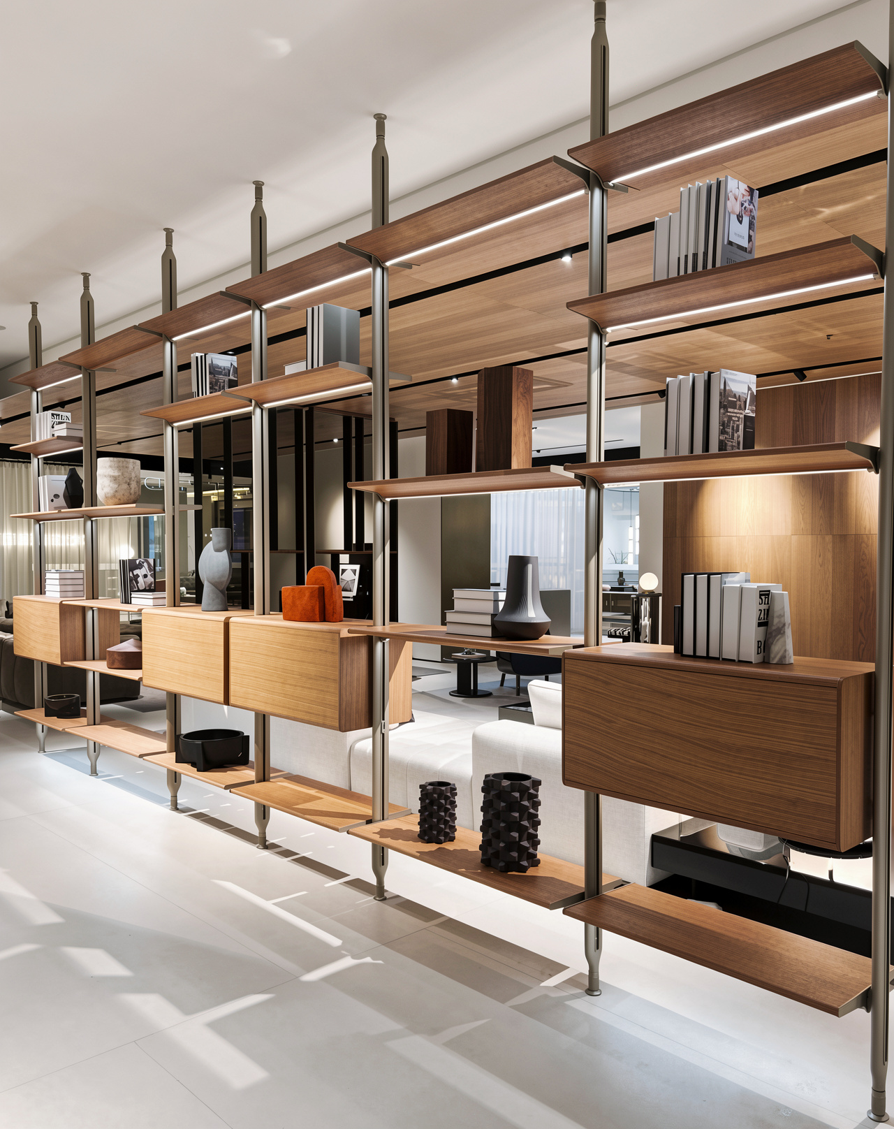 Modern Floor-to-Ceiling Open Shelf Room Divider with Storage Cabinet – Available in Multiple Sizes