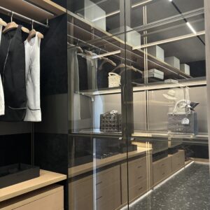 Luxury Glass Door Walk-In Wardrobe Closet System with LED Lighting – Available in Multiple Sizes & Colors